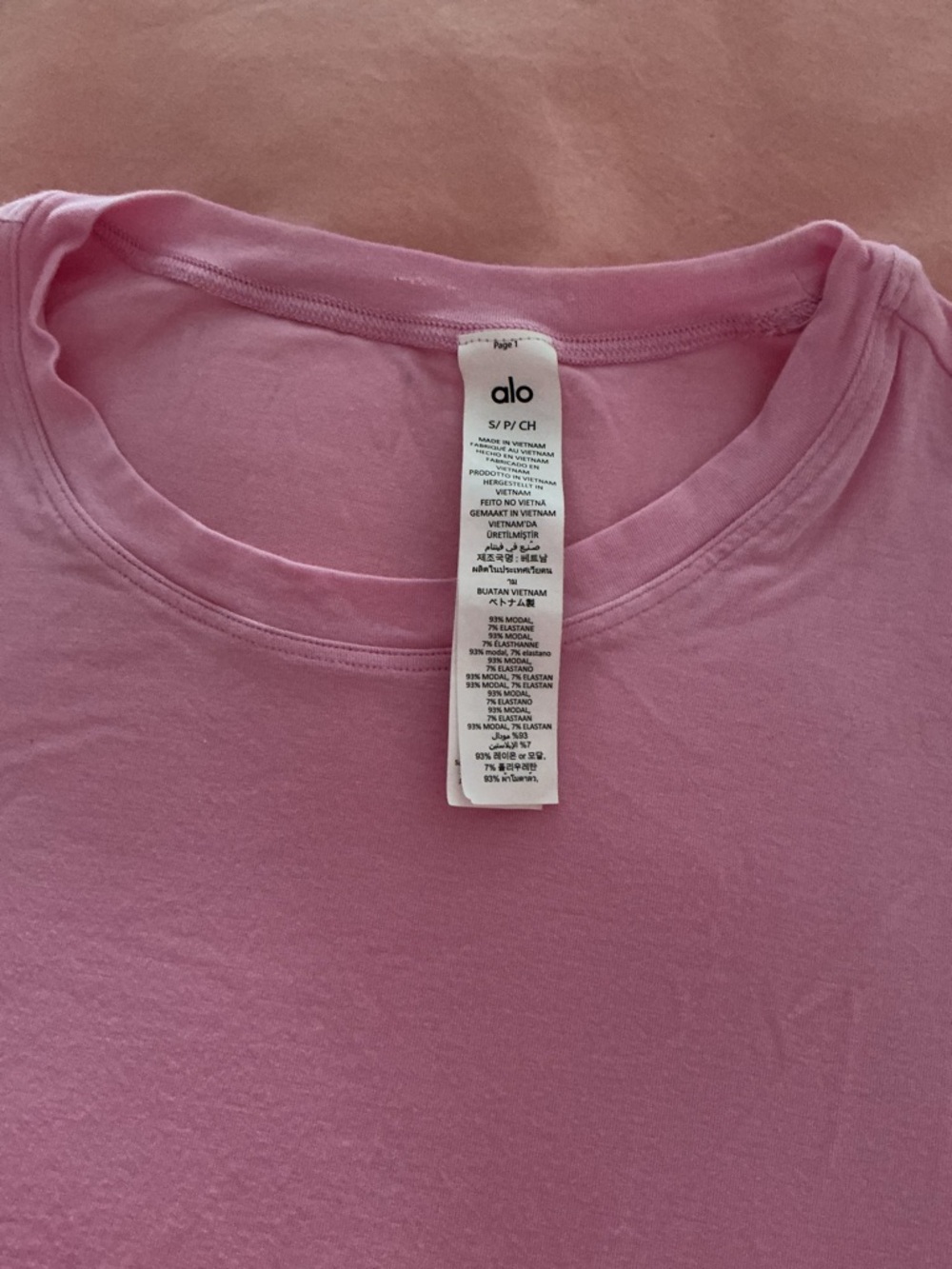 ALO Yoga Pink Short Sleeve Crewneck Tee